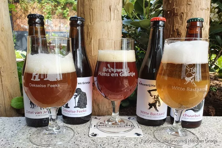 Bierglazen Heerhugowaardse Brouwerij Hans en Grietje in Museum Kennemerland