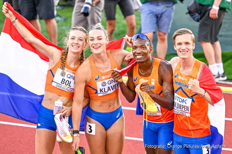 Noord-Hollanders pakken zilver met estafetteploeg op eerste dag WK Atletiek