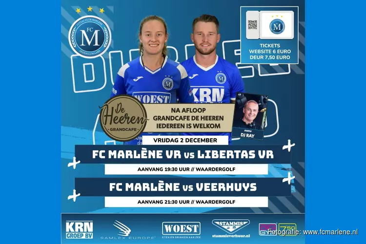 Komende vrijdag spannende &#39;dubbel&#39; bij FC Marlène: Vrouwentopper en herenderby