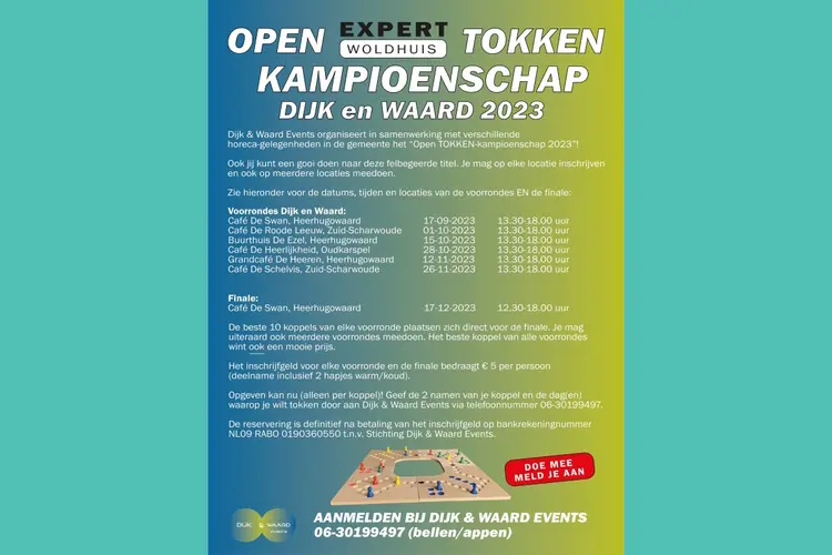 Laatste voorronde Open Expert Woldhuis Tokken Kampioenschap Dijk en Waard komt eraan